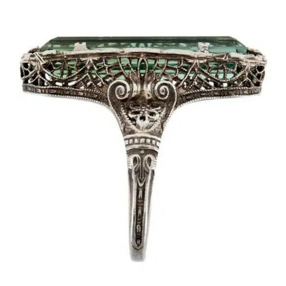New Gorgeous Boho Vintage Look Sterling Silver Emerald Ring - Picture 3 of 7